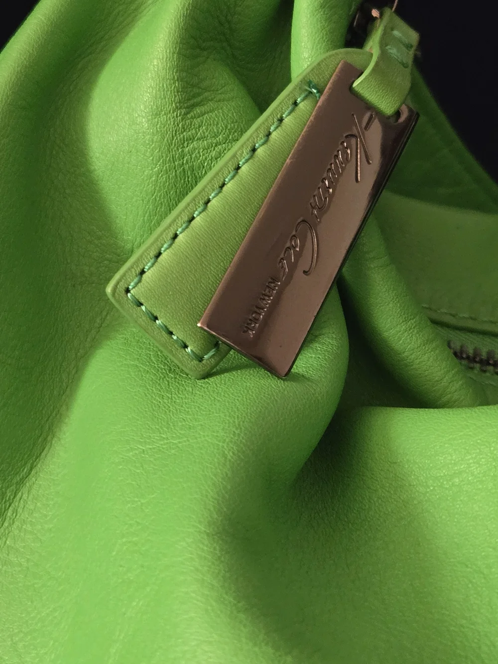 Kenneth Cole Bright Green Leather Hobo Bag